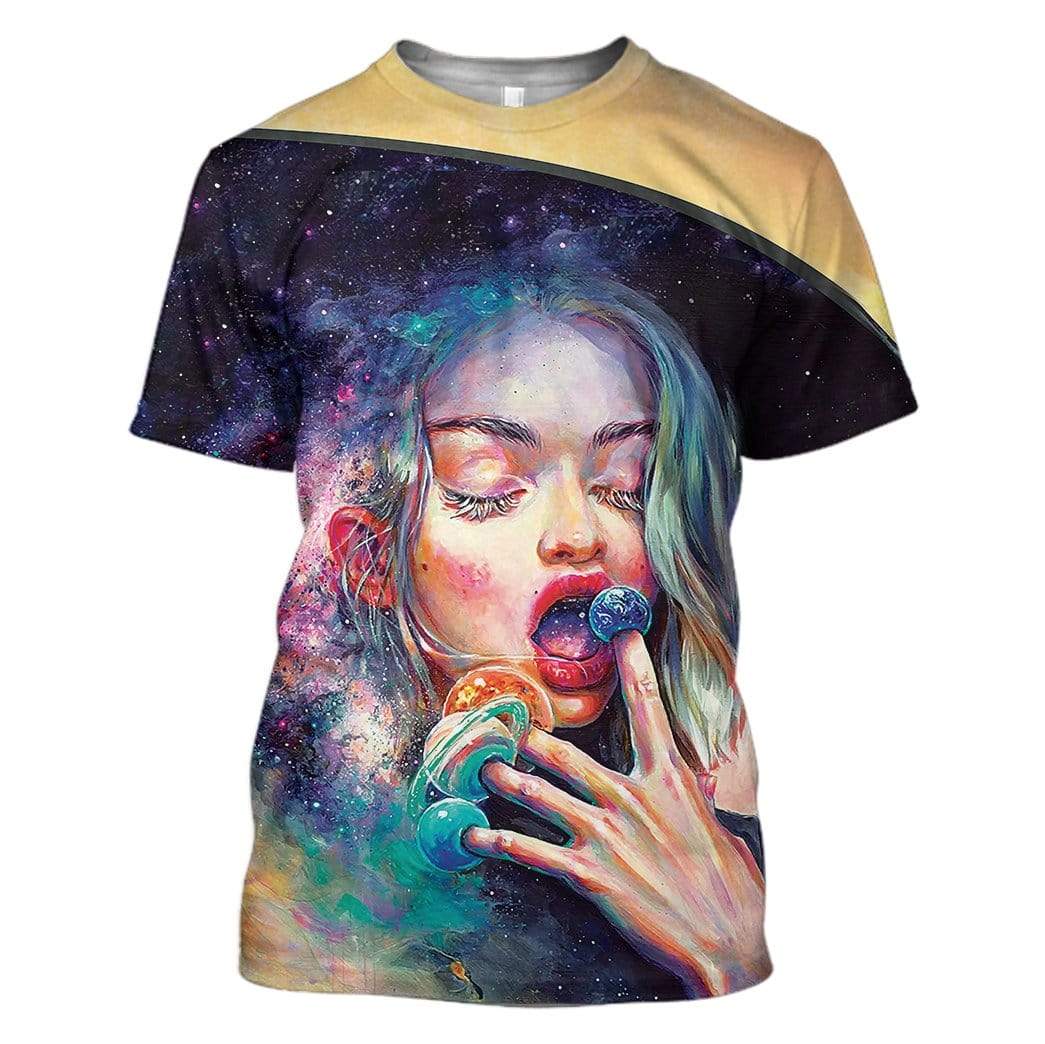 Gearhuman 3D Galaxy Sweets Custom T-Shirts Hoodies Apparel GM18023 3D Custom Fleece Hoodies T-Shirt S 