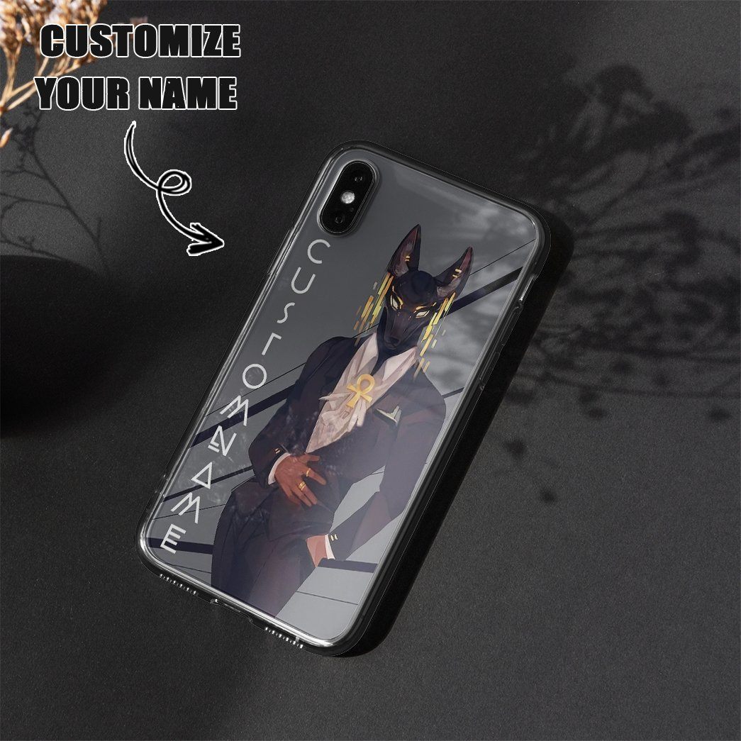 GearHuman 3D Gentle Anubis Gold Custom Name Phonecase GR07011 Glass Phone Case 