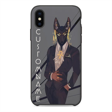 GearHuman 3D Gentle Anubis Gold Custom Name Phonecase GR07011 Glass Phone Case Iphone X 
