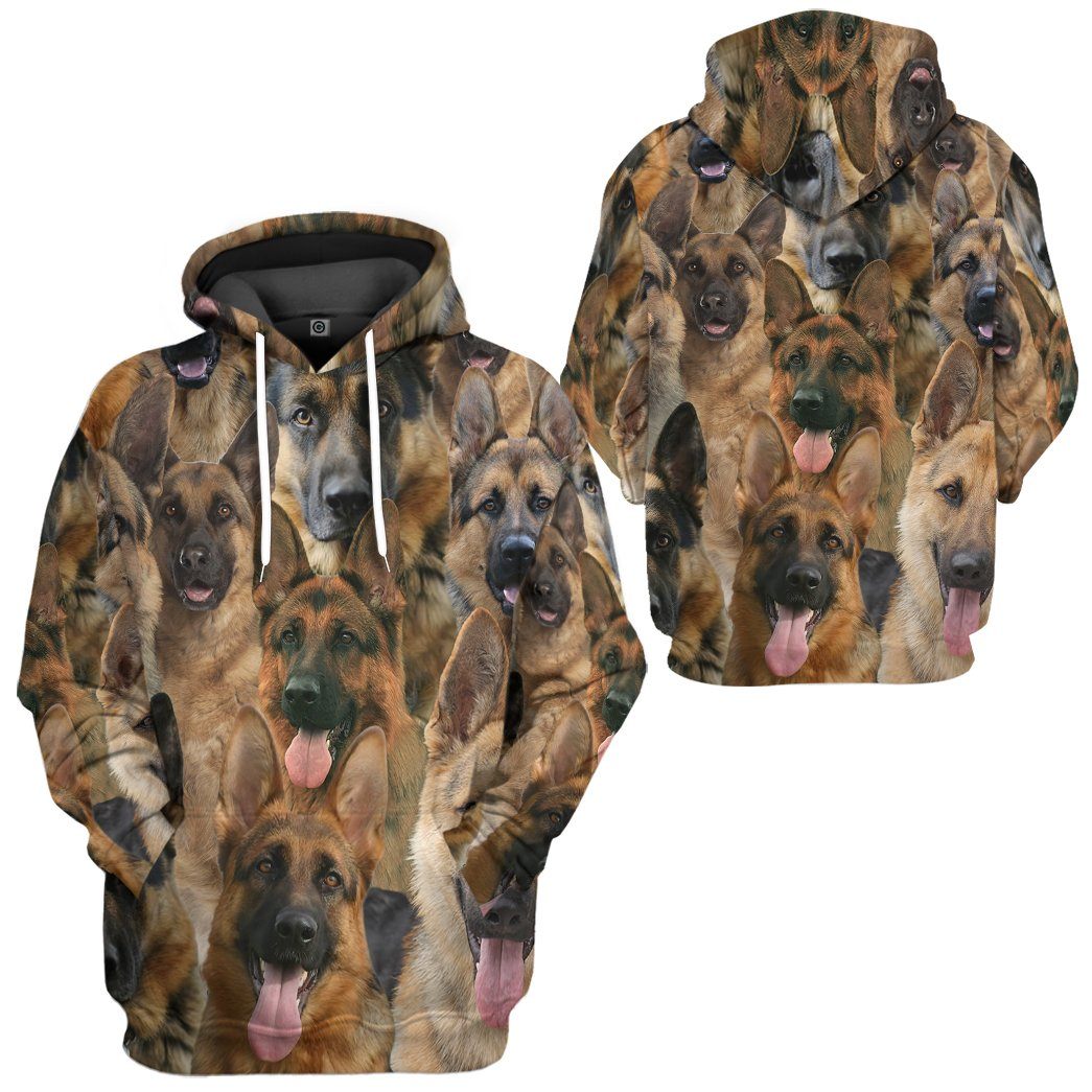 Gearhuman 3D German Shepherd Face Tshirt Hoodie Apparel GK010212 3D Apparel