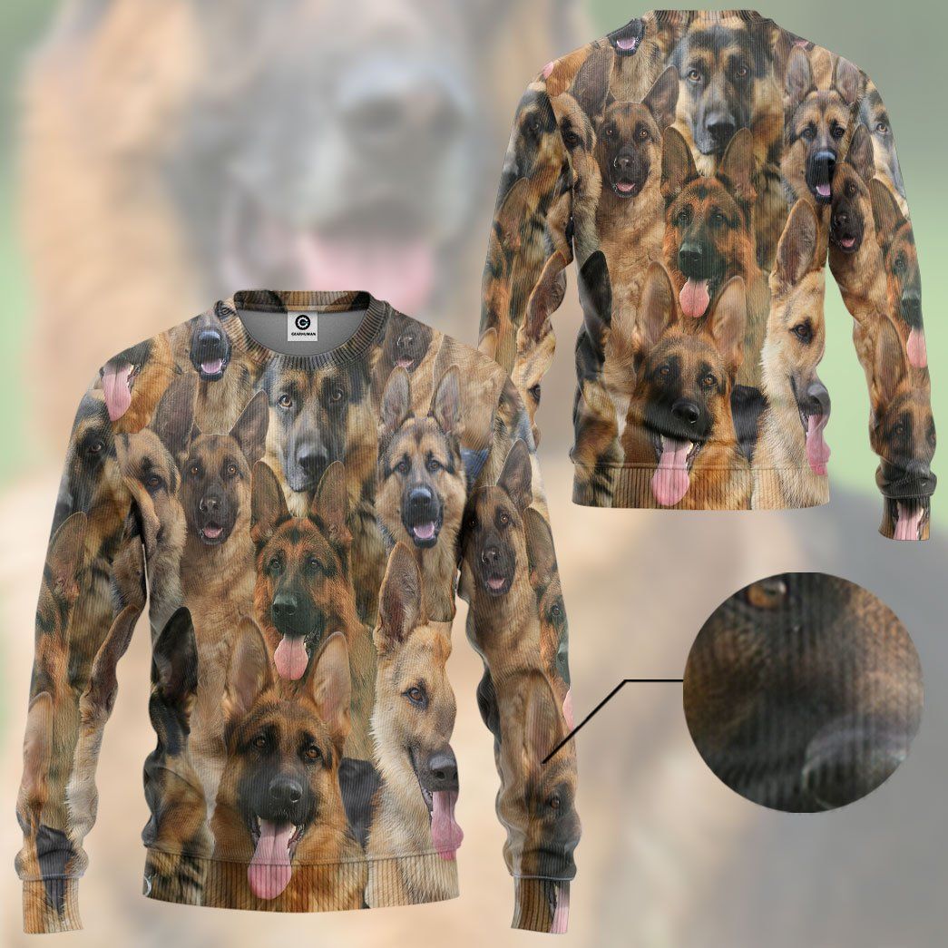 Gearhuman 3D German Shepherd Face Tshirt Hoodie Apparel GK010212 3D Apparel