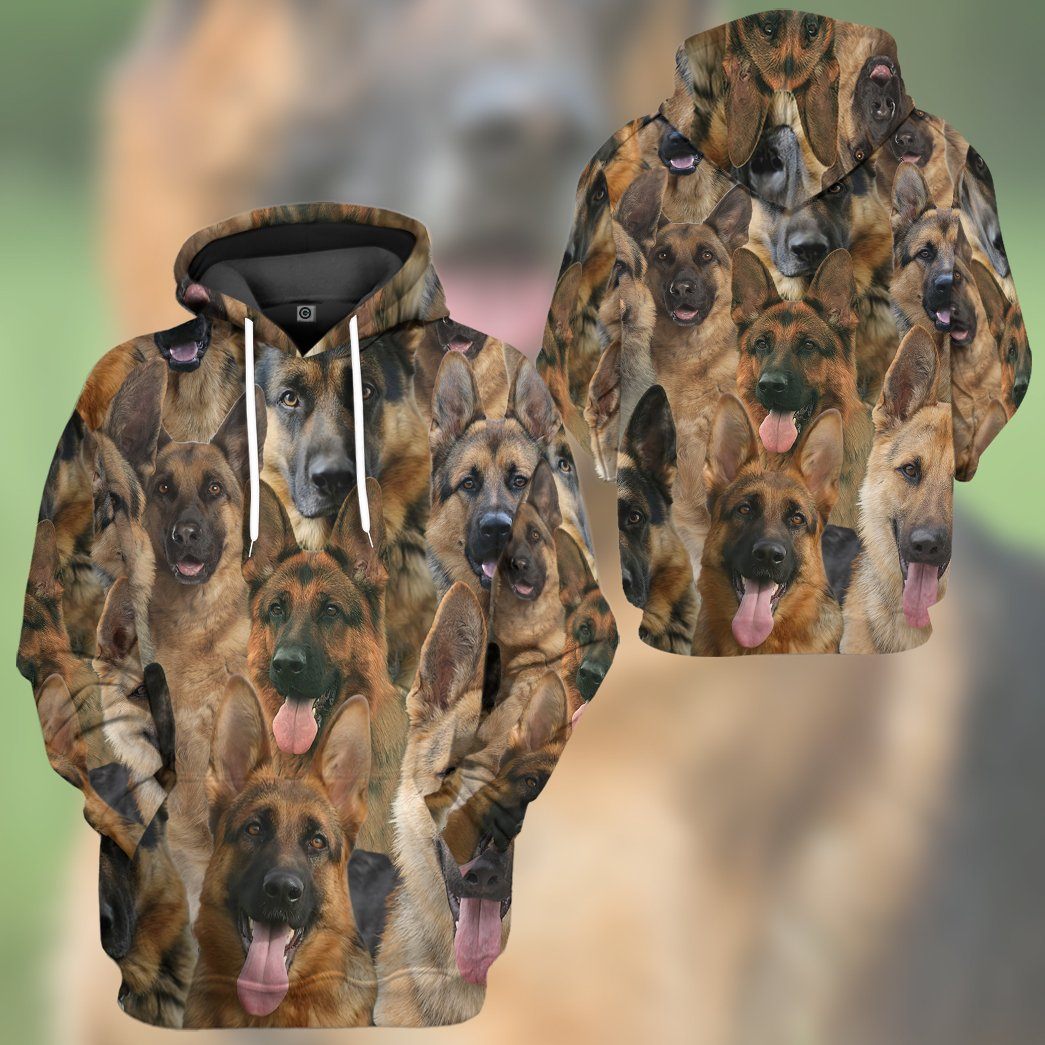 Gearhuman 3D German Shepherd Face Tshirt Hoodie Apparel GK010212 3D Apparel