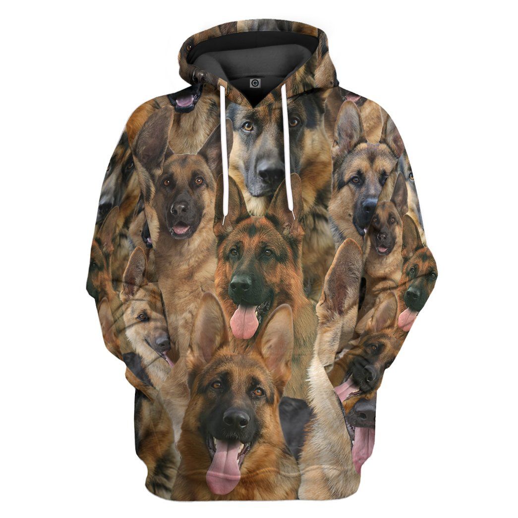 Gearhuman 3D German Shepherd Face Tshirt Hoodie Apparel GK010212 3D Apparel Hoodie S