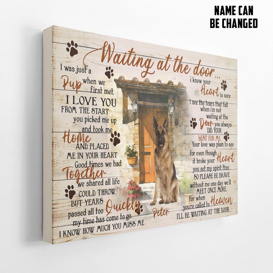 Gearhuman 3D German Shepherds Waiting At The Door Custom Name Canvas GK290112 Canvas