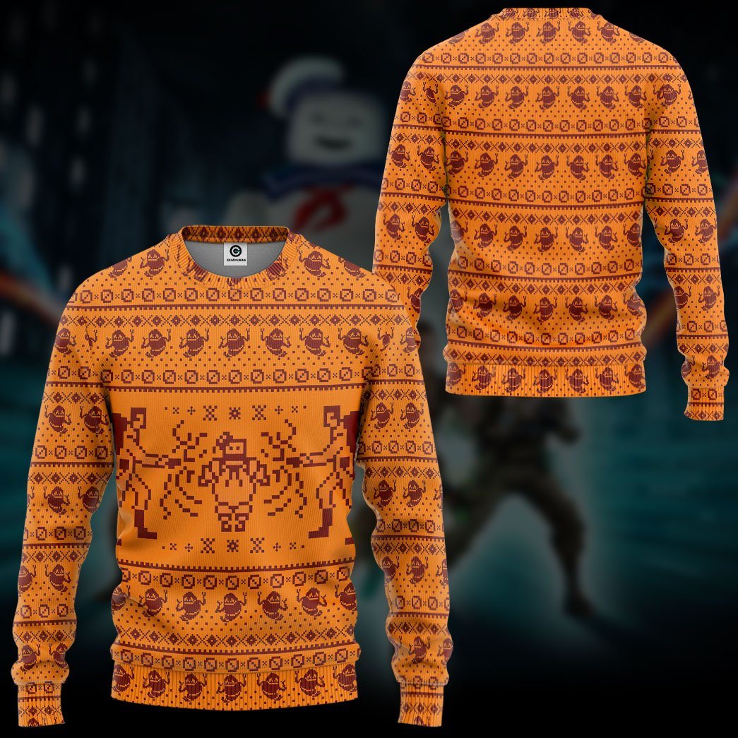 Gearhuman 3D Ghostbusters Ugly Christmas Sweater Custom Tshirt Hoodie Apparel GV291025 3D Apparel 