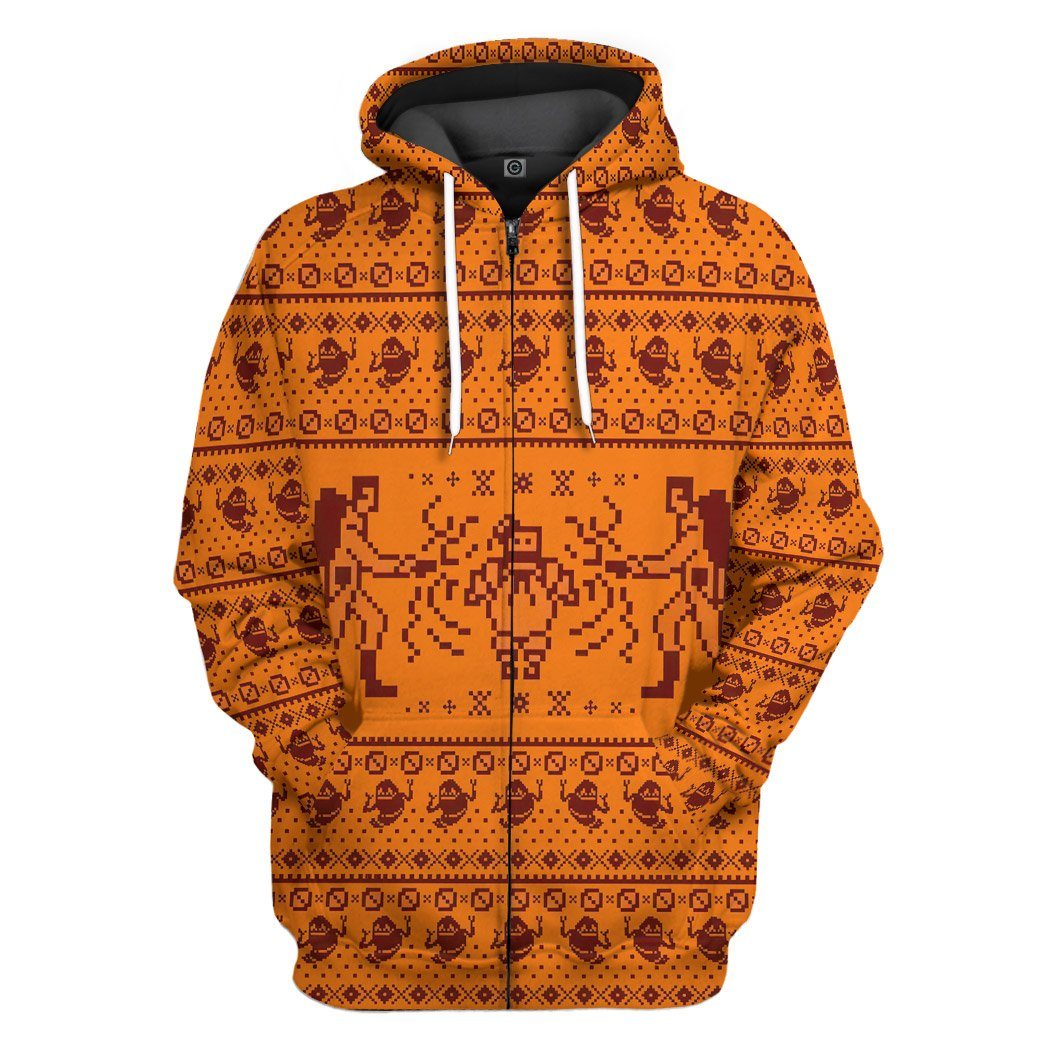 Gearhuman 3D Ghostbusters Ugly Christmas Sweater Custom Tshirt Hoodie Apparel GV291025 3D Apparel Zip Hoodie S 
