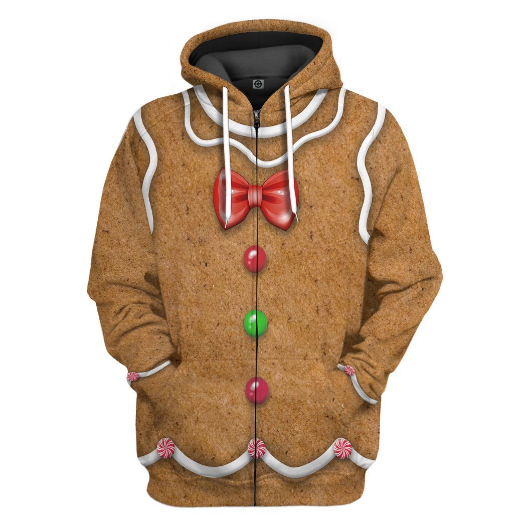 Gearhuman 3D Gingerbread Costume Custom Hoodie Apparel GW07109 3D Apparel Zip Hoodie S 