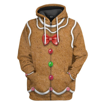 Gearhumans 3D Gingerbread Costume Custom Hoodie Apparel