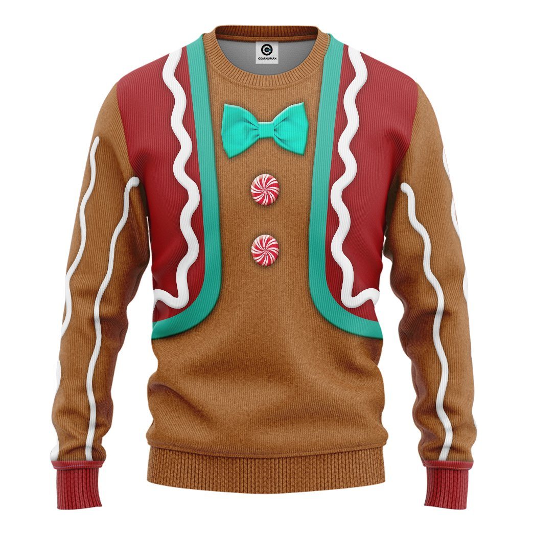 Gearhuman 3D Gingerbread Man Custom Tshirt GC10111 3D Apparel Long Sleeve S 