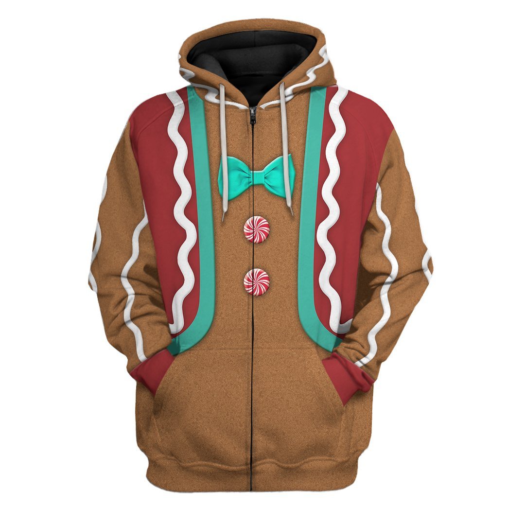 Gearhuman 3D Gingerbread Man Custom Tshirt GC10111 3D Apparel Zip Hoodie S 