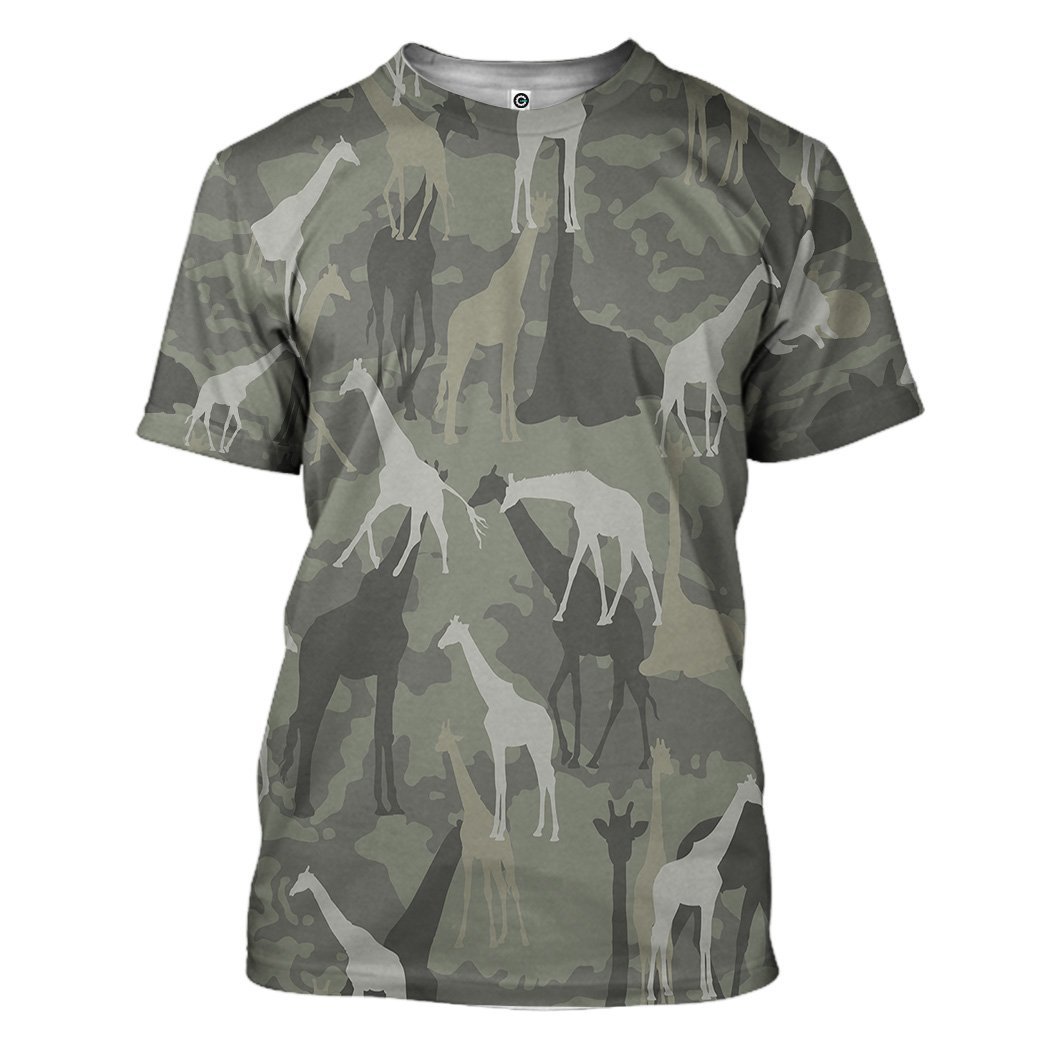 Gearhuman 3D Giraffe Camo Custom Tshirt Hoodie Apparel GV081210 3D Apparel T-Shirt S 