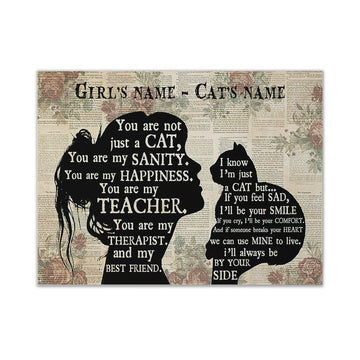 Gearhumans 3D Girl Love Cat Custom Name Canvas