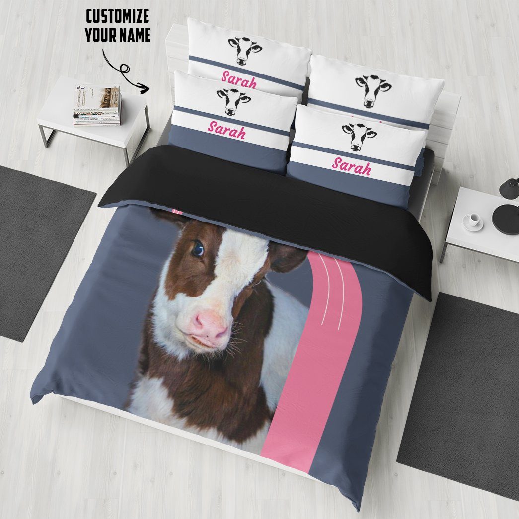 Gearhuman 3D Girl Loves Cow Custom Name Bedding Set GB09037 Bedding Set