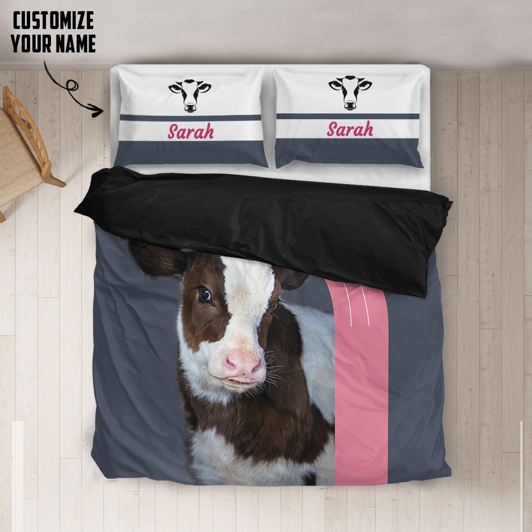 Gearhuman 3D Girl Loves Cow Custom Name Bedding Set GB09037 Bedding Set