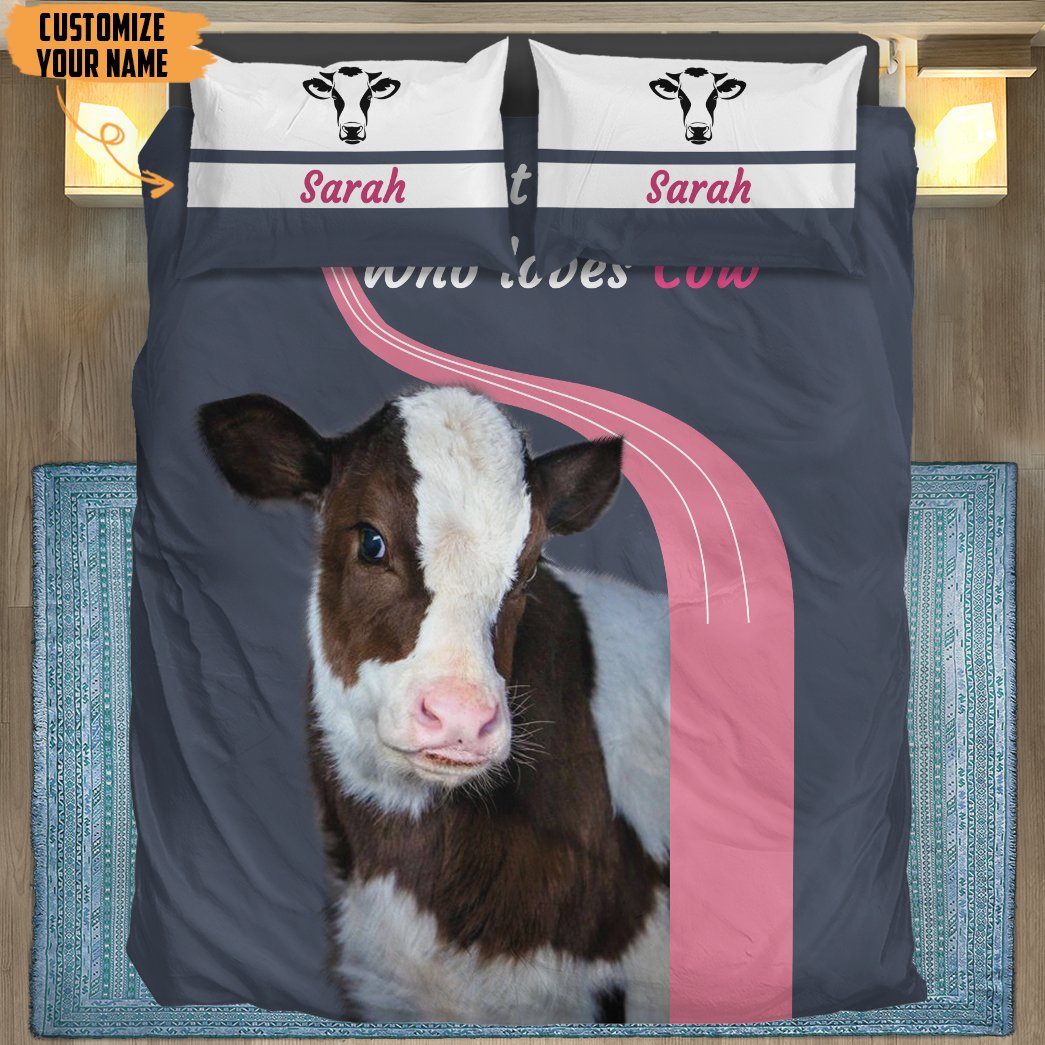 Gearhuman 3D Girl Loves Cow Custom Name Bedding Set GB09037 Bedding Set