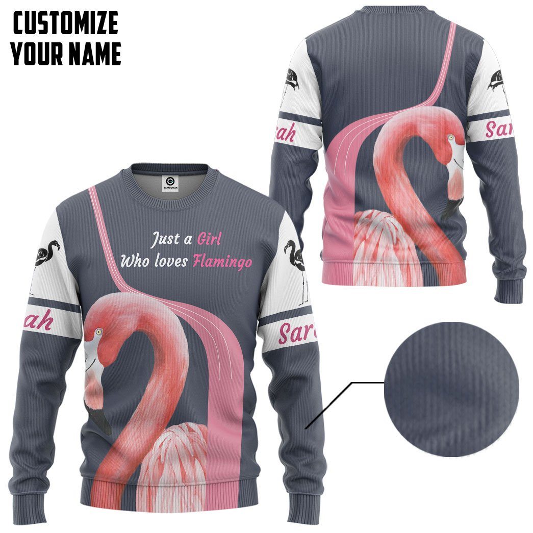 Gearhuman 3D Girl Loves Flamingo Custom Name Tshirt Hoodie Apparel GB09034 3D Apparel