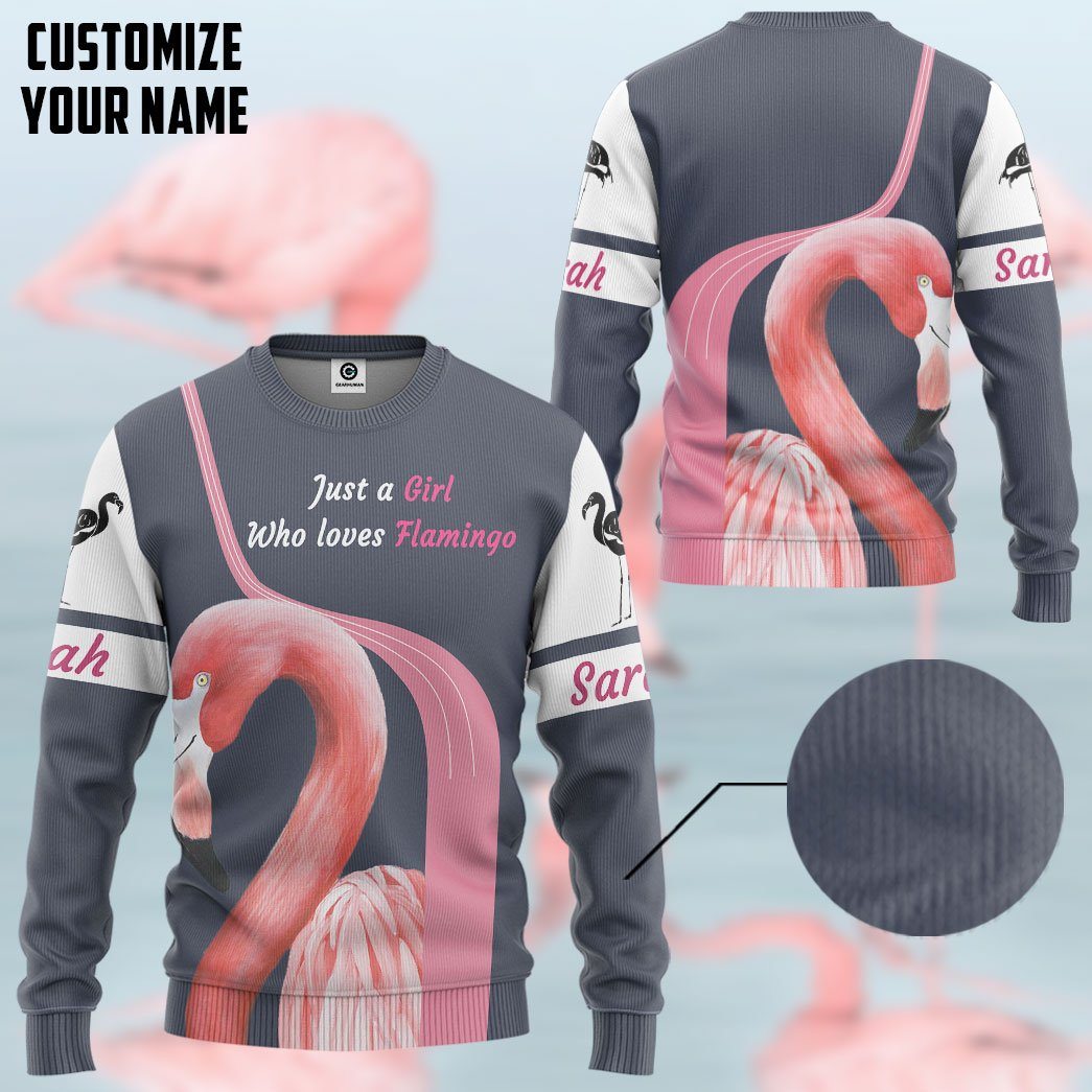 Gearhuman 3D Girl Loves Flamingo Custom Name Tshirt Hoodie Apparel GB09034 3D Apparel