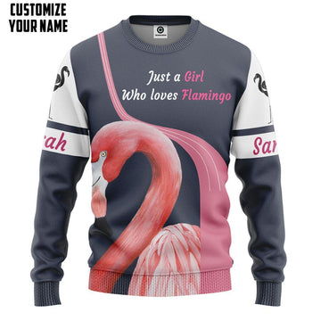 Gearhumans 3D Girl Loves Flamingo Custom Name Tshirt Hoodie Apparel