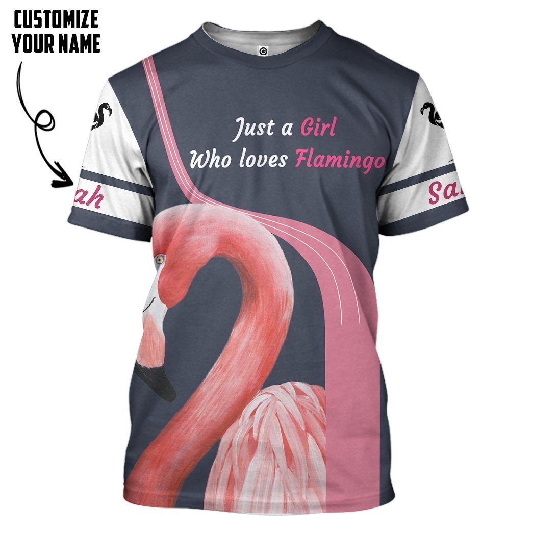 Gearhuman 3D Girl Loves Flamingo Custom Name Tshirt Hoodie Apparel GB09034 3D Apparel T-Shirt S