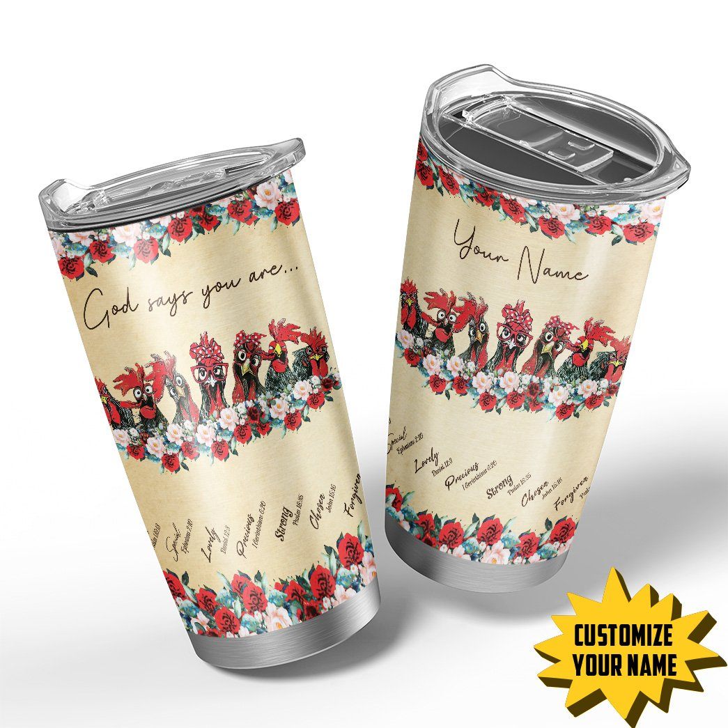 Gearhuman 3D God Says You Are Roosters Custom Name Design Vacuum Insulated Tumbler GV28094 Tumbler 