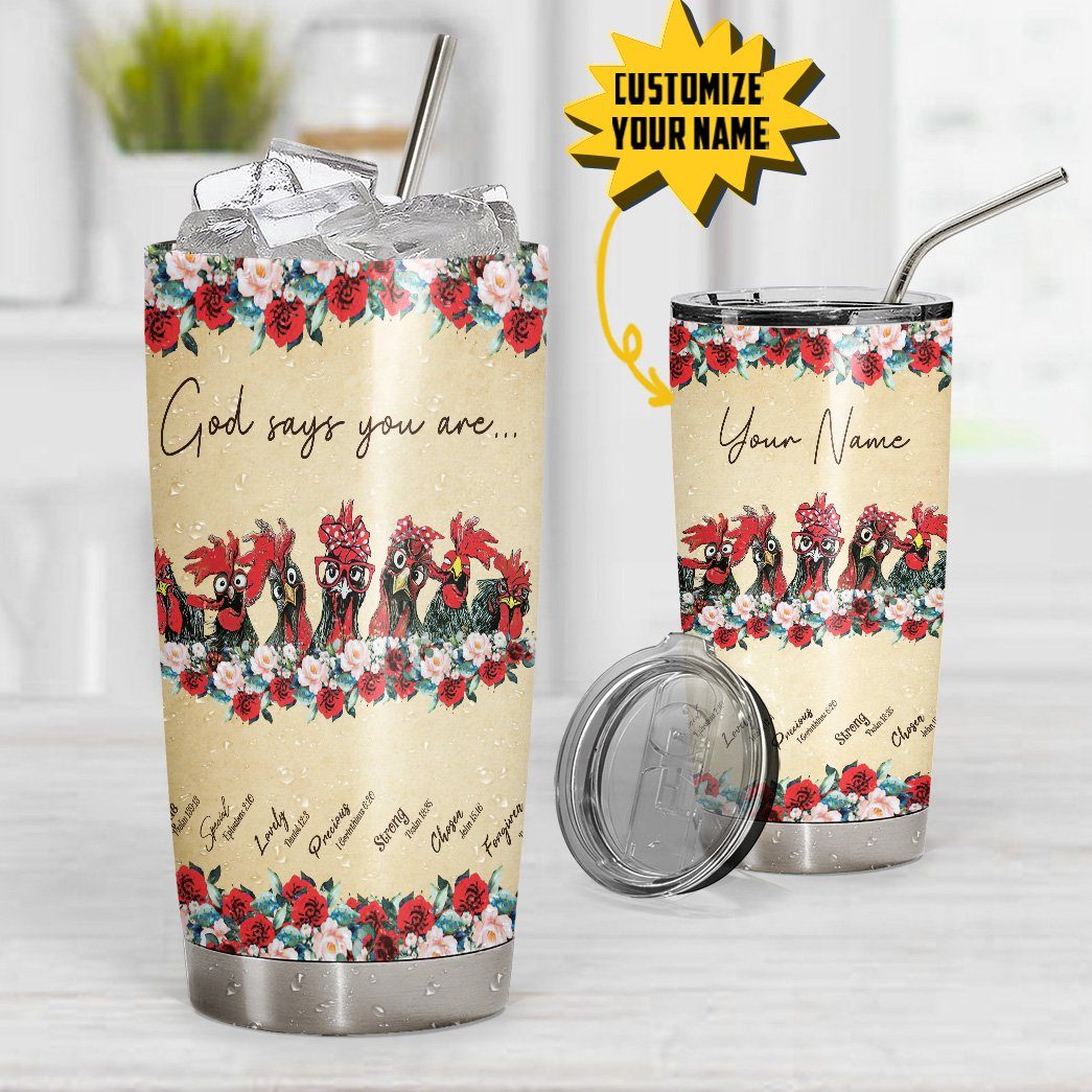 Gearhuman 3D God Says You Are Roosters Custom Name Design Vacuum Insulated Tumbler GV28094 Tumbler 