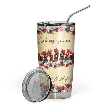 Gearhumans 3D God Says You Are Roosters Custom Name Design Vacuum Insulated Tumbler
