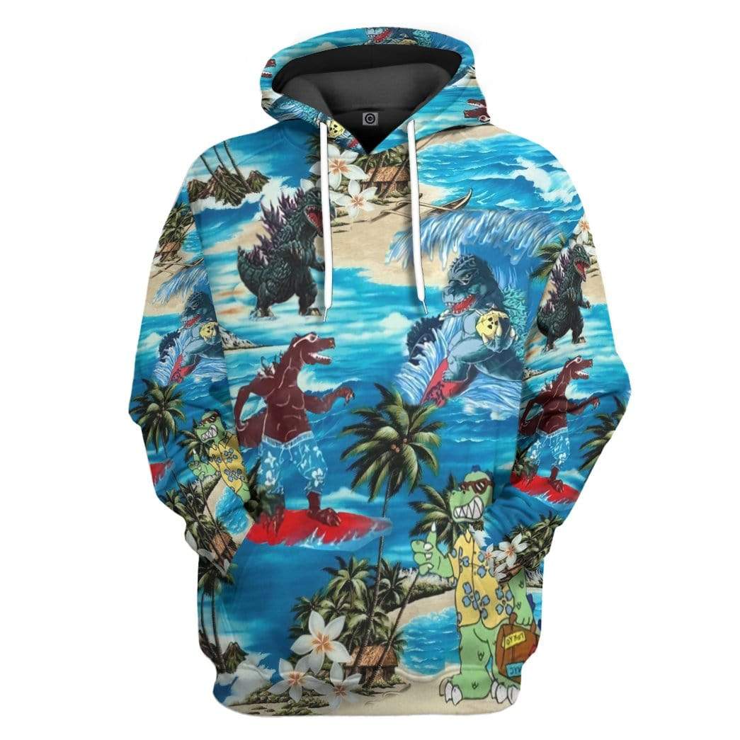 Gearhuman 3D Godzilla Custom Hoodie Apparel GV180814 3D Custom Fleece Hoodies Hoodie S 