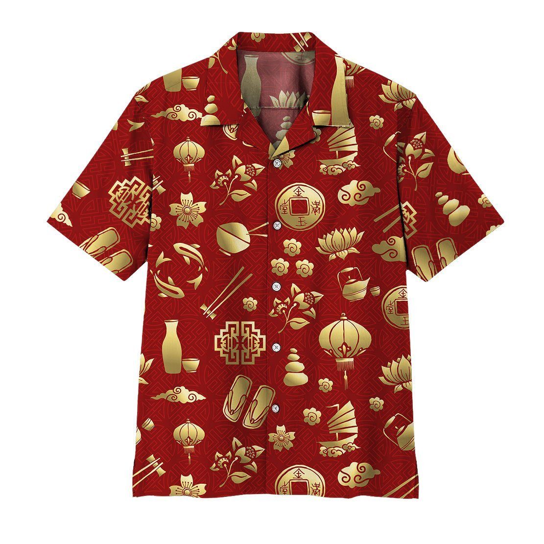 Gearhuman 3D Gold Asian Culture Hawaii Shirt ZK0406218 Hawai Shirt 