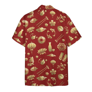 Gearhuman 3D Gold Asian Culture Hawaii Shirt