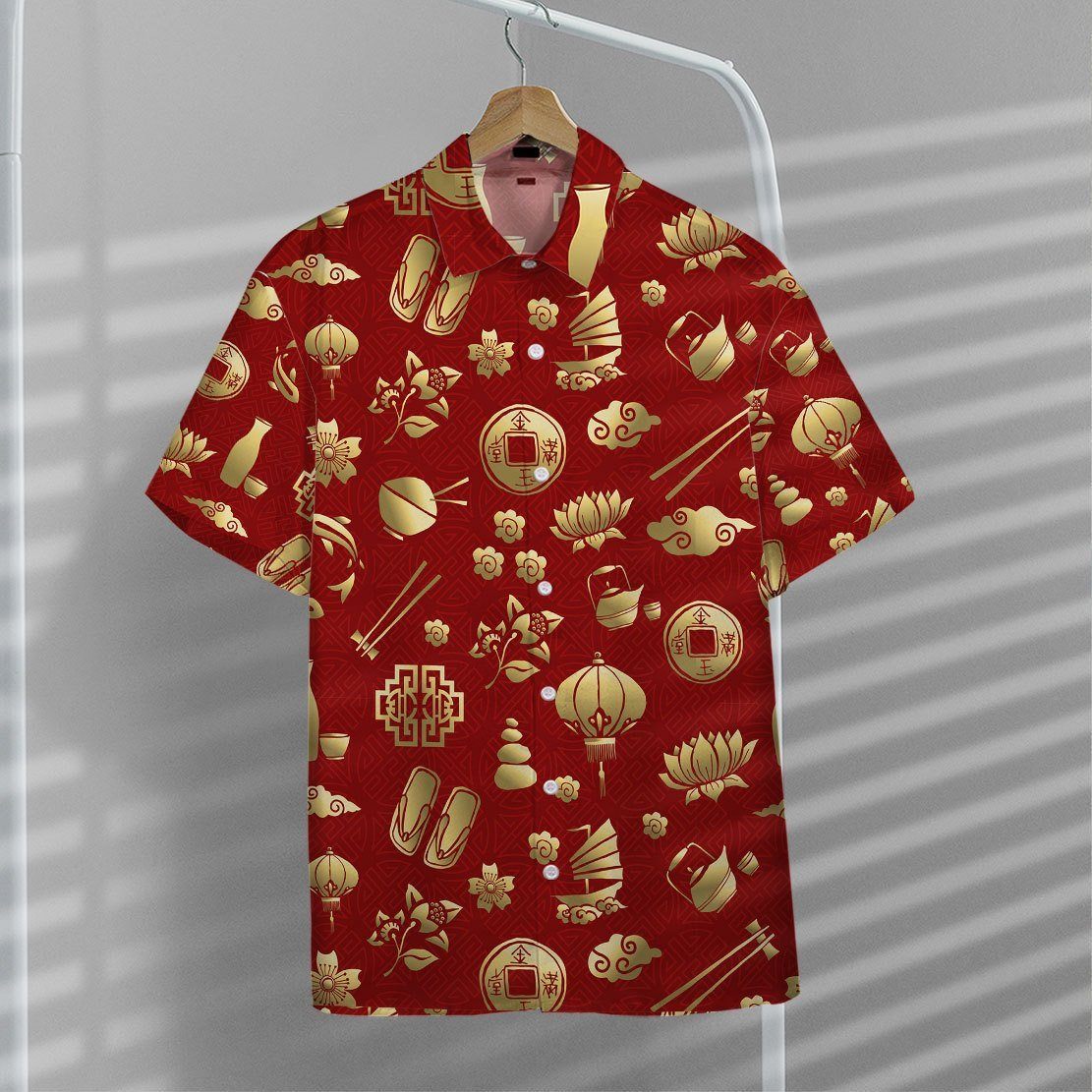 Gearhuman 3D Gold Asian Culture Hawaii Shirt ZK0406218 Hawai Shirt 