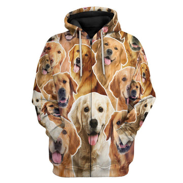 Gearhumans 3D Golden Retriever All Over Custom Hoodie Apparel