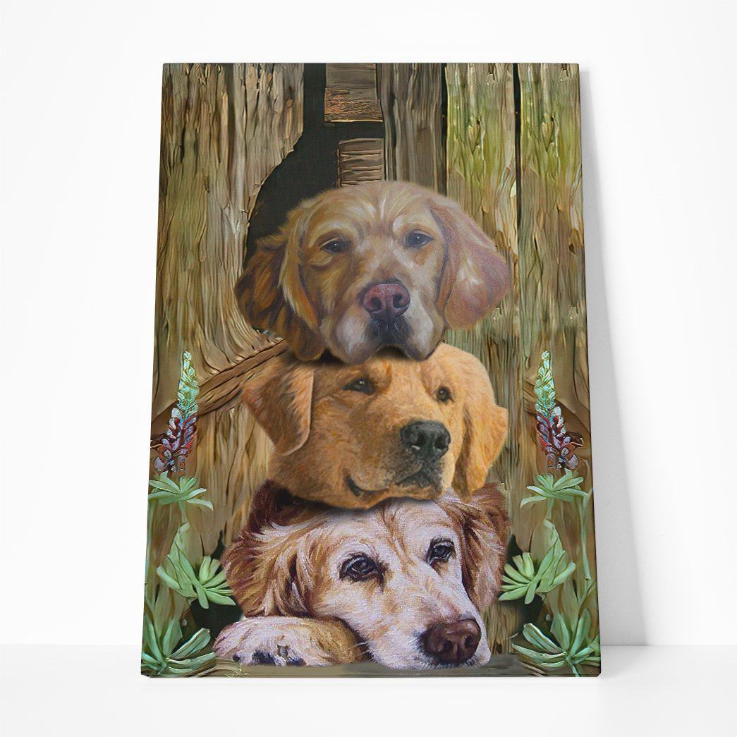 Gearhuman 3D Golden Retriever Painting Canvas GK26011 Canvas 1 Piece Non Frame M