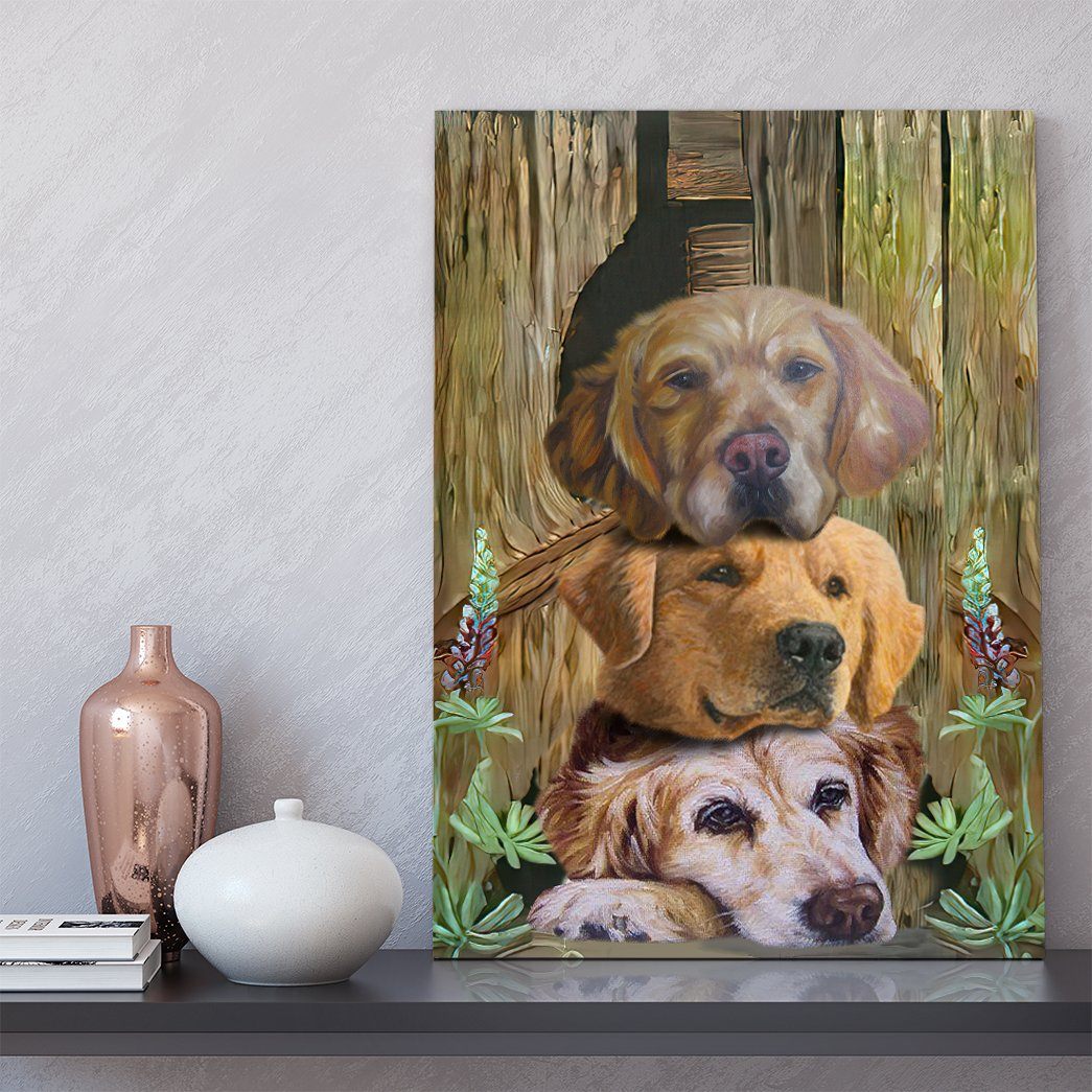 Gearhuman 3D Golden Retriever Painting Canvas GK26011 Canvas