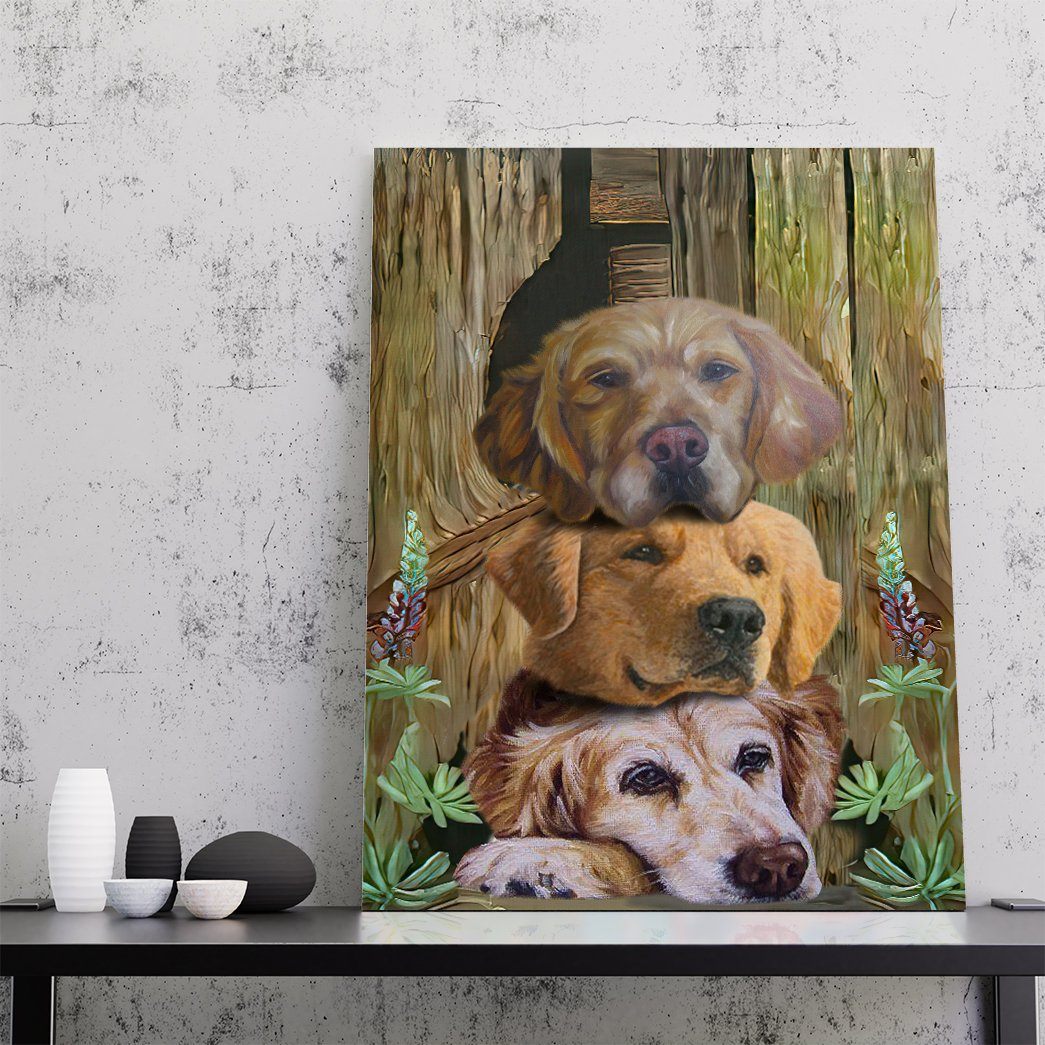 Gearhuman 3D Golden Retriever Painting Canvas GK26011 Canvas