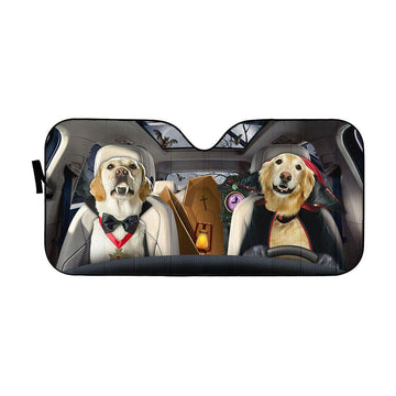 Gearhumans 3D Golden Retriever Vampire Custom Car Auto Sunshade