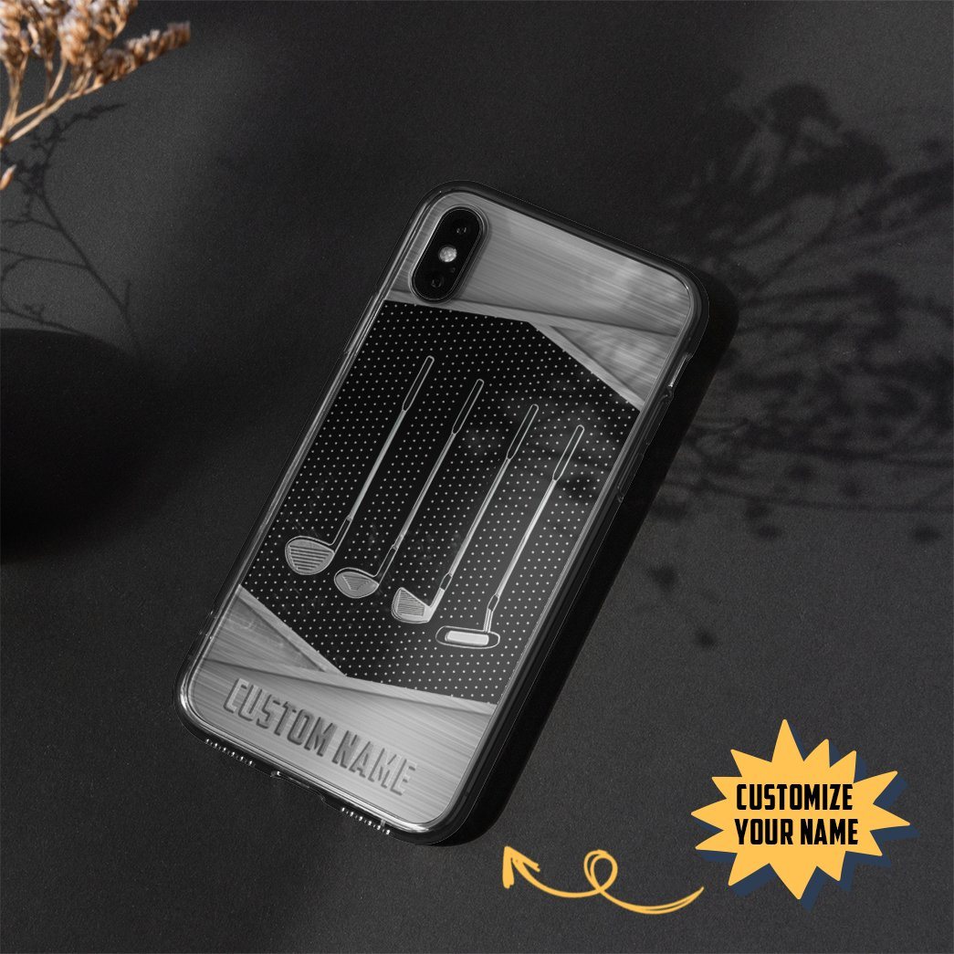Gearhuman 3D Golf Silver Custom Name Phonecase GB30129 Glass Phone Case 