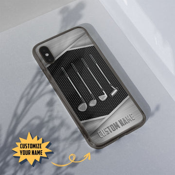 Gearhumans 3D Golf Silver Custom Name Phonecase