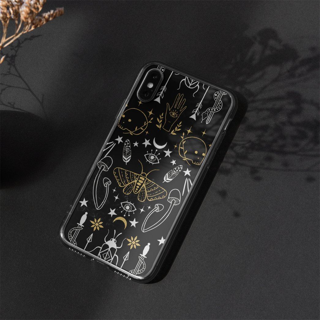 Gearhuman 3D Gothic Halloween Pattern Custom Phonecase GC15092 Glass Phone Case 