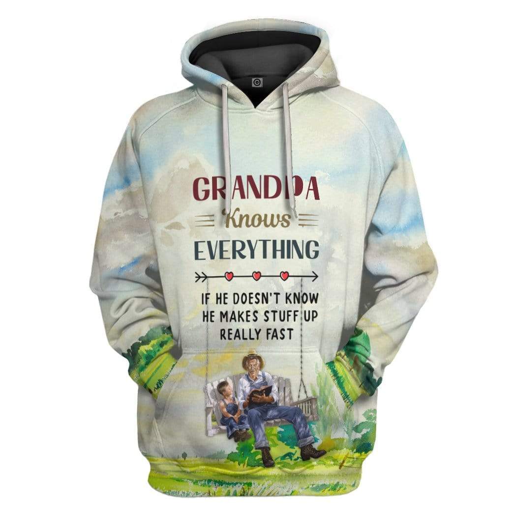 Gearhuman 3D Grandpa Knows Everything Custom Hoodie Apparel GL15052 3D Custom Fleece Hoodies Hoodie S 