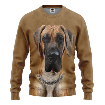 Gearhumans 3D Great Dane Front And Back Tshirt Hoodie Apparel