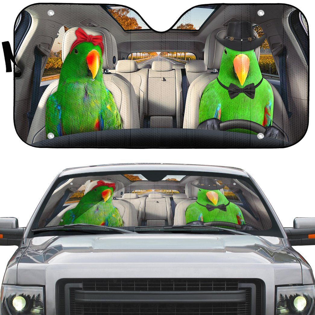 Gearhuman 3D Green Eclectus Parrot Auto Car Sunshade GV030317 Auto Sunshade