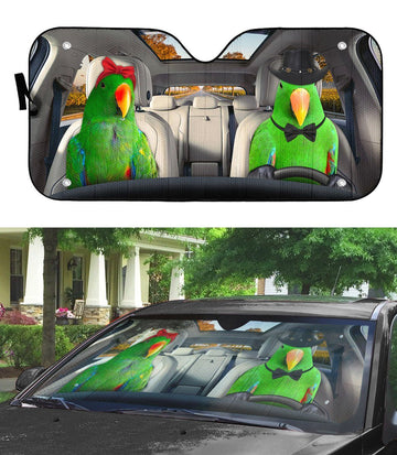 Gearhumans 3D Green Eclectus Parrot Auto Car Sunshade