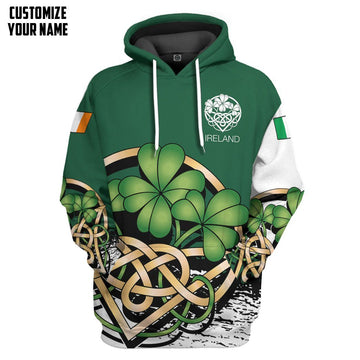 Gearhumans 3D Green Ireland St Patrick Day Custom Name Tshirt Hoodie Apparel