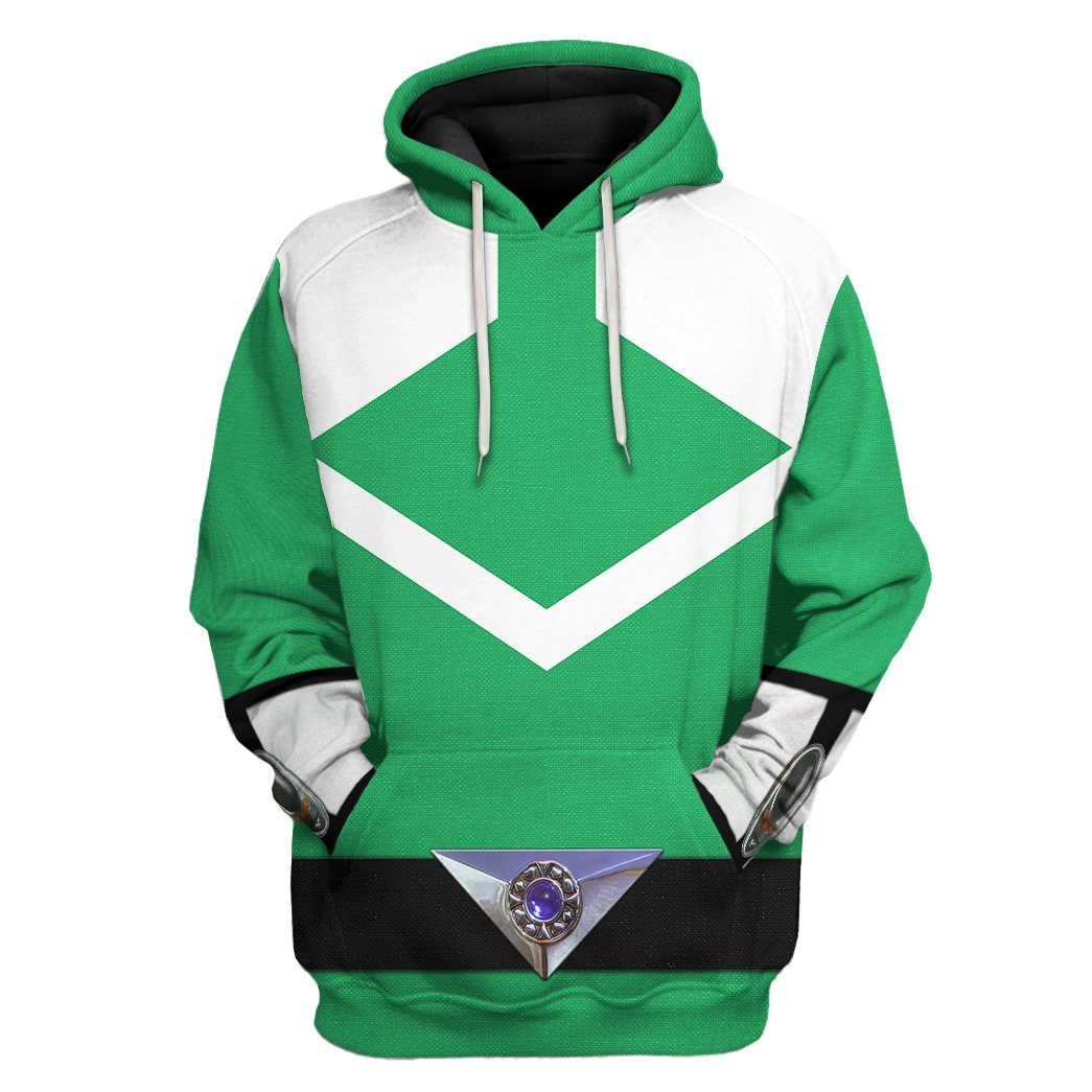 Gearhuman 3D Green Power Rangers Time Force Tshirt Hoodie Apparel GB15019 3D Apparel Hoodie S 