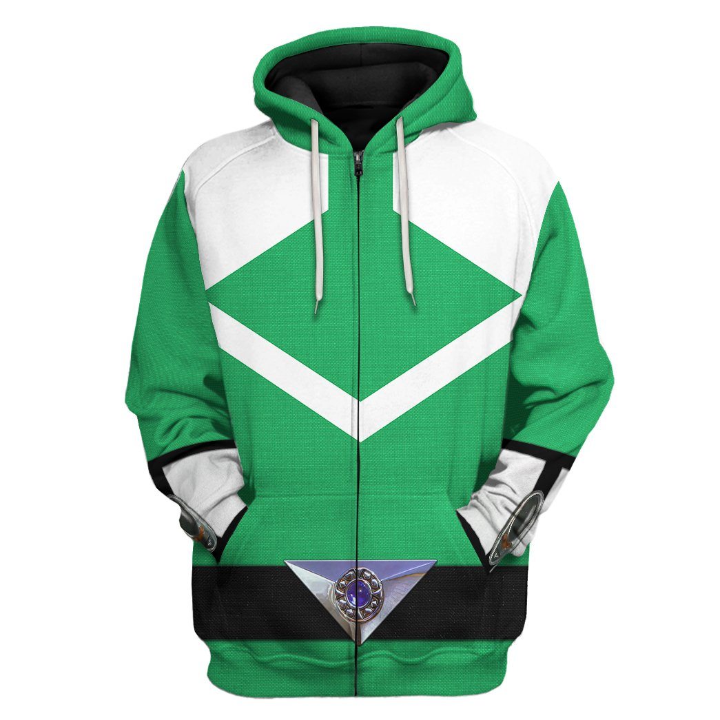 Gearhuman 3D Green Power Rangers Time Force Tshirt Hoodie Apparel GB15019 3D Apparel Zip Hoodie S 