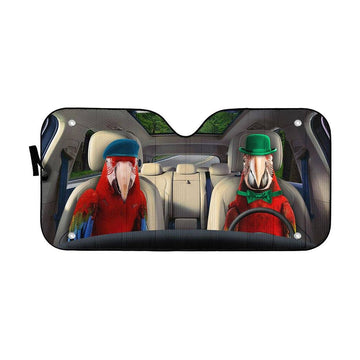 Gearhumans 3D Green Winged Macaw Parrot Auto Car Sunshade