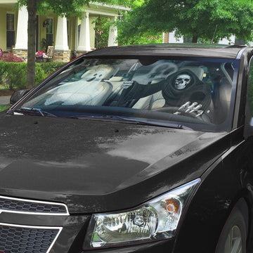 Gearhumans 3D Grim Reaper Skeleton Custom Car Auto Sunshade