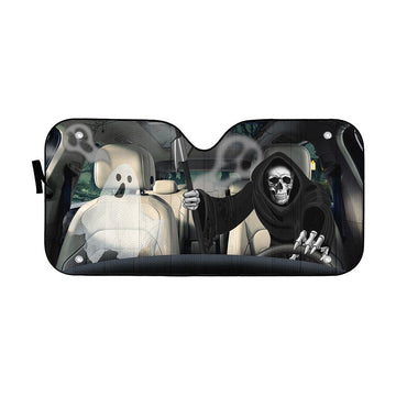 Gearhumans 3D Grim Reaper Skeleton Custom Car Auto Sunshade