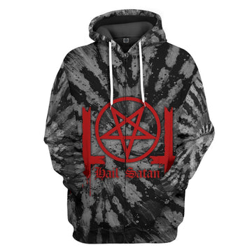 Gearhumans 3D Hail Satan Tie Dye Custom Hoodie Apparel