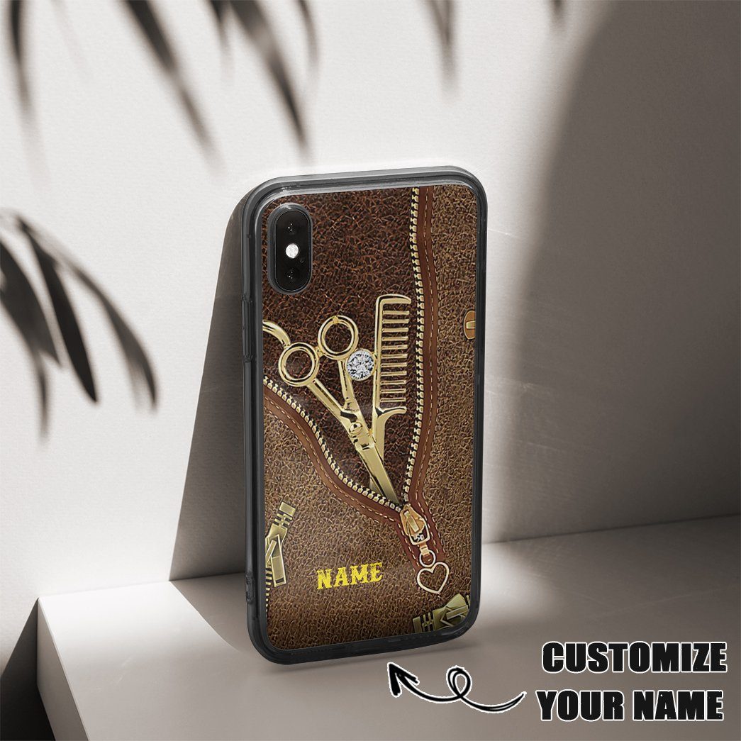 Gearhuman 3D Hairstylist Custom Name Phonecase GB05013 Glass Phone Case 